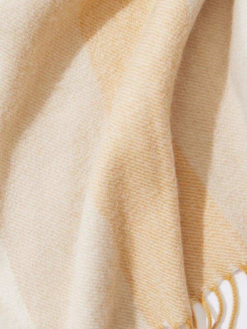 State Cashmere Multicolored Striped Home Throw Blanket with Decorative Fringe 100% Pure Cashmere Ultra Soft Accent Blanket for Couch, Sofa & Bed (Eggshell/Tan/Marigold, 70"x50") - Image 2